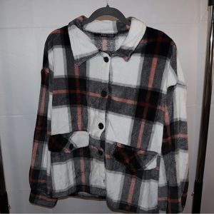 SHEIN plaid print drop shoulder shacket